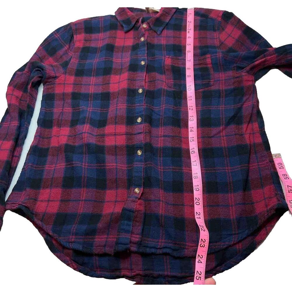 Bassport - Women's Blue, Red Plaid Flannel 100% Cotton Button Front Shirt M - Picture 8 of 8